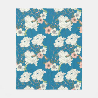Cobertor De Velo Padrão de Jardim Floral Branco