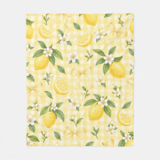 Cobertor De Velo Padrão de Laço Floral de Limão em Xadrez Amarelo