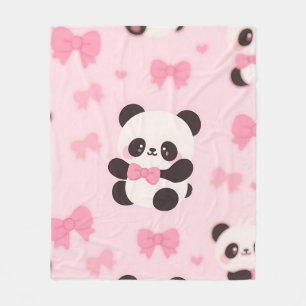 Cobertor De Velo Padrão de Laço Rosa Kawaii Panda