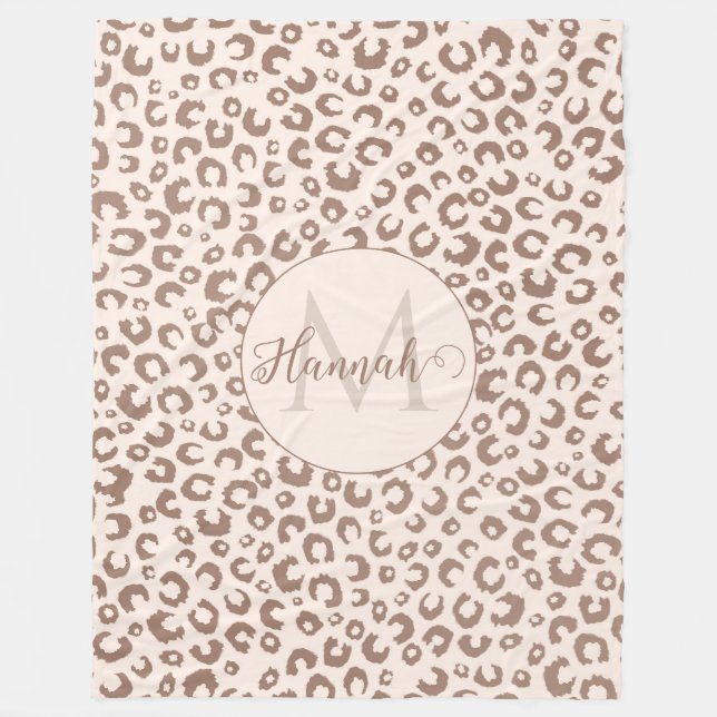 Cobertor De Velo Padrão de leopardo Bege Creme e Mousse de Mocha (Frente)