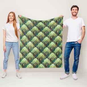 Cobertor De Velo Padrão de Leque Art Déco Verde Terroso (3)