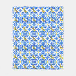 Cobertor De Velo Padrão de limão amarelo azul repetitivo