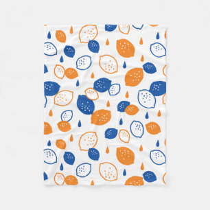 Cobertor De Velo Padrão de limão azul e laranja, com Frutas empinad
