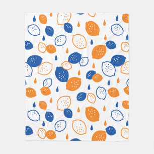 Cobertor De Velo Padrão de limão azul e laranja, com Frutas empinad