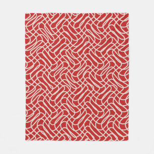 Cobertor De Velo Padrão De Linha De Abstrato De Vermelho E Creme