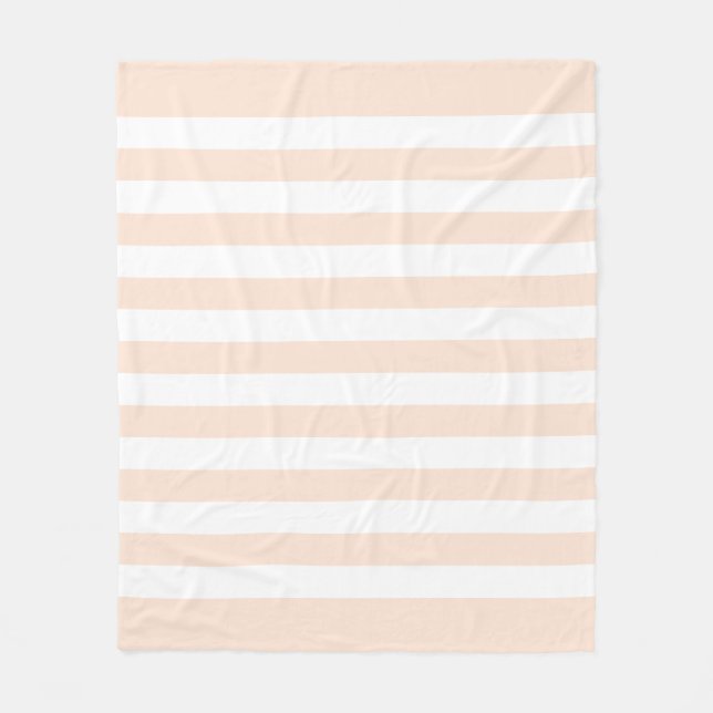 Cobertor De Velo Padrão de Linhas em Pastel de Pêssego e Branco (Frente)