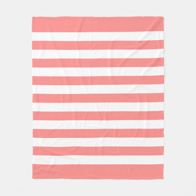 Cobertor De Velo Padrão de Linhas Rosa Pastel e Branco (Frente)