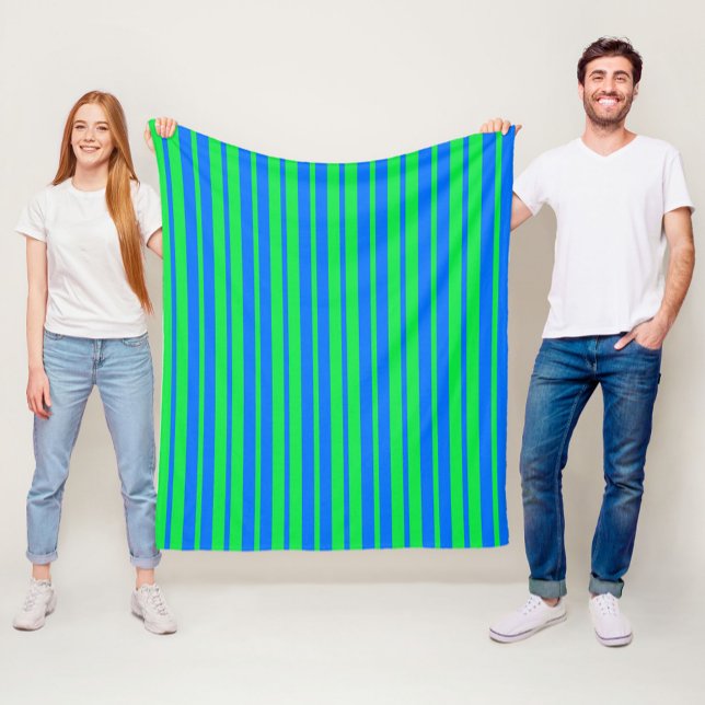 Cobertor De Velo Padrão de Listras Elegantes Azul Verde (Criador carregado)