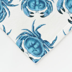 Cobertor De Velo Padrão de litoral clássico do caranguejo azul