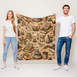 Cobertor De Velo Padrão de Livros e Velas de Bruxaria Vintage (2)