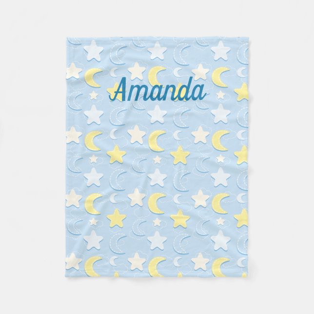 Cobertor De Velo Padrão de Lua e Estrelas (Frente)