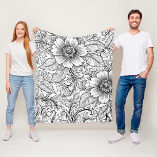 Cobertor De Velo Padrão de Luxo Floral Monocromático Chic (3)