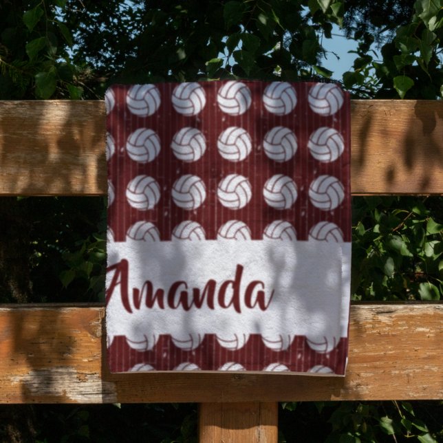 Cobertor De Velo Padrão de Madeira de Voleibol Maroon (Criador carregado)