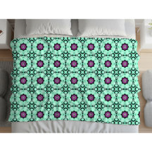 Padrão de mandala geométrica verde menta e roxo