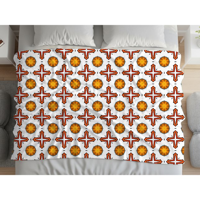 Cobertor De Velo Padrão de mandala laranja e amarelo  (Criador carregado)