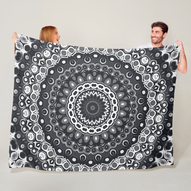 Cobertor De Velo Padrão de Mandala Monocromático Preto e Branco (In Situ)