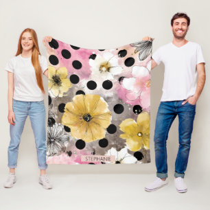 Cobertor De Velo Padrão de Margarida Ousada com Flores Amarelas e R