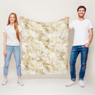 Cobertor De Velo Padrão de Mármore Branco e Dourado Moderno
