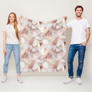 Cobertor De Velo Padrão de mármore de agate Dourado do Glam Rosa do