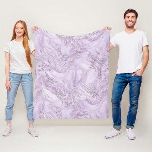 Cobertor De Velo Padrão de Mármore Roxo Claro e Prata Moderno