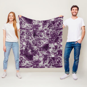 Cobertor De Velo Padrão de Mármore Roxo e Prata Moderno