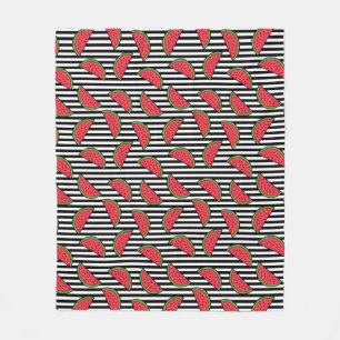 Cobertor De Velo Padrão de Melancia em Stripes Pretas e Brancas