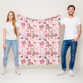 Cobertor De Velo Padrão de Menina Bebê Aquarela com Brinquedos e Ro