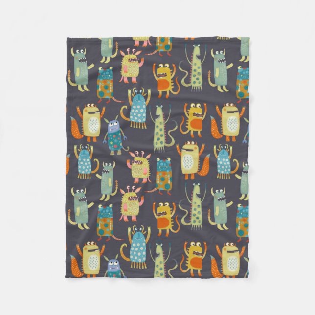 Cobertor De Velo Padrão de Monstros Divertidos (Frente)