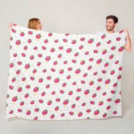 Cobertor De Velo Padrão de Morango Rosa Vermelho Flores Fofas