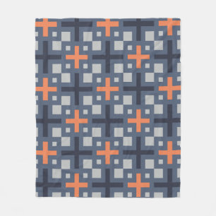 Cobertor De Velo Padrão de Mosaico da Cinza Laranja Mais Grade Quad