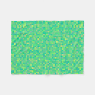 Cobertor De Velo Padrão de mosaico verde/amarelo de pixel na moda