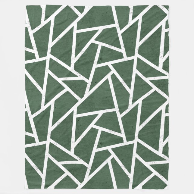 Cobertor De Velo Padrão de mosaico verde e branco (Frente)