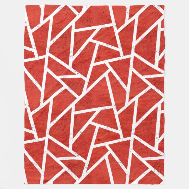 Cobertor De Velo Padrão de mosaico vermelho e branco (Frente)
