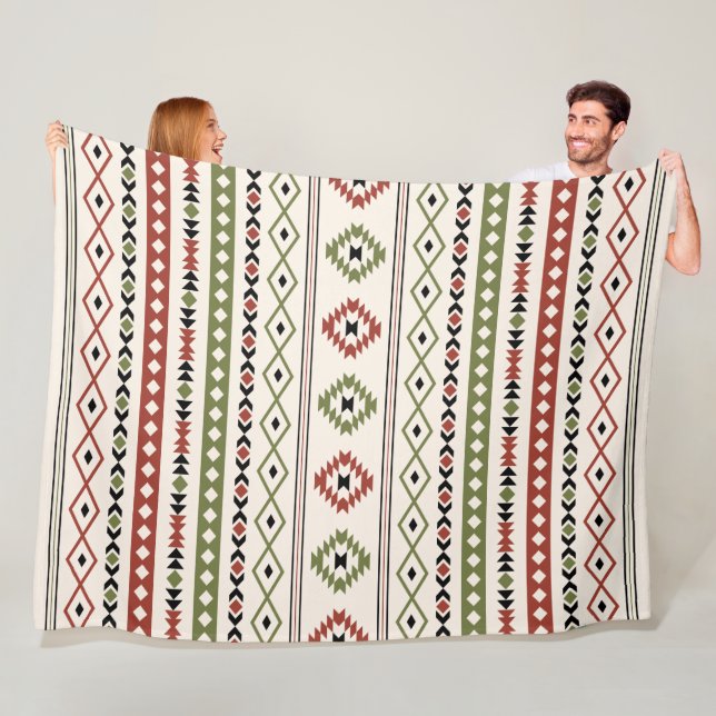 Cobertor De Velo Padrão De Móveis Mistos De Creme Verde Aztec Rust (In Situ)