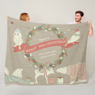 Cobertor De Velo Padrão de Natal da Raposa Polar Rústica