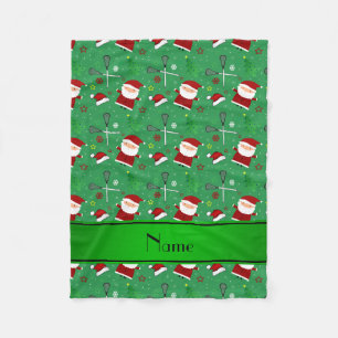 Cobertor De Velo Padrão de natal de lacrosse verde de nome personal