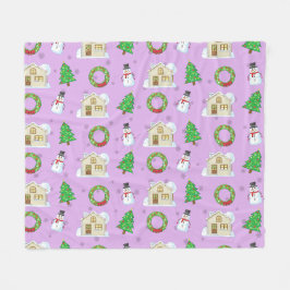 Cobertor De Velo Padrão de Natal - Fundo Roxo 