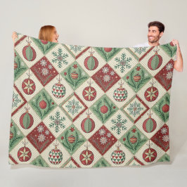 Cobertor De Velo Padrão de Natal Quiltado Vintage