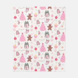 Cobertor De Velo Padrão de Natal Rosa