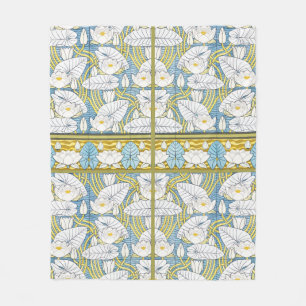 Cobertor De Velo Padrão de Nenúfar em Art Nouveau na cor Verde Salv