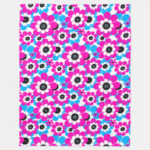 Cobertor De Velo Padrão de néon brilhante floral creme brilhante e 