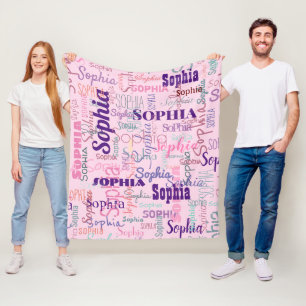 Cobertor De Velo Padrão de Nomes de Pink de Grafite de Nome Modern