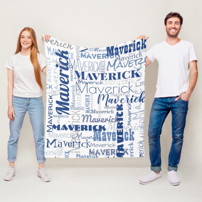 Cobertor De Velo Padrão de Nomes Longos Azuis do Grafite Moderno (In Situ)