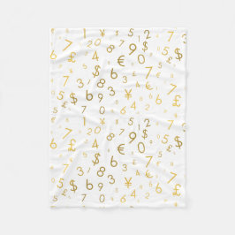 Cobertor De Velo Padrão de Números de Luxo e Símbolos de Moeda Dour