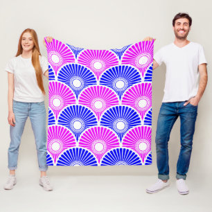 Cobertor De Velo Padrão de onda de semicírculo chinês magenta e azu
