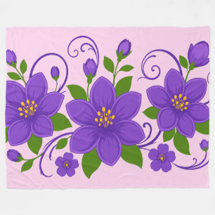 Cobertor De Velo Padrão de Ornamento Floral Roxo Elegante