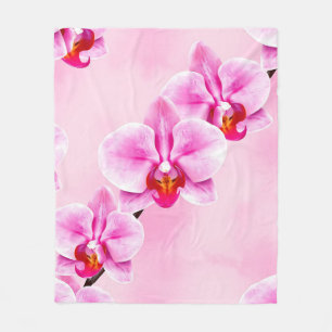Cobertor De Velo Padrão de Orquídea Rosa Floral Tropical Pastel Sua