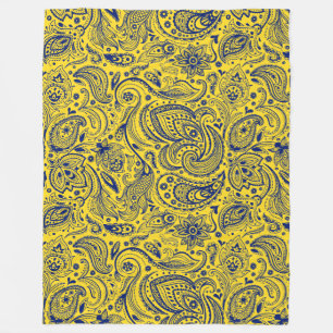 Cobertor De Velo Padrão de Paisley Azul no Amarelo