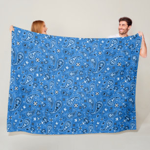 Cobertor De Velo Padrão de Paisley Bandana Azul Retroativo