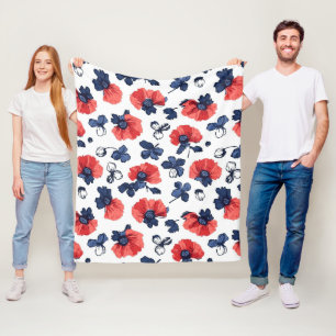 Cobertor De Velo Padrão de papilas de aquarela - Vermelho, Azul e B